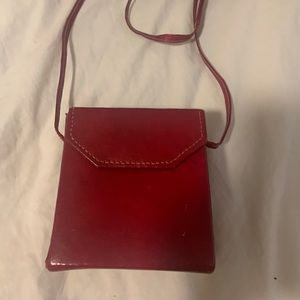 Red leather geometric purse